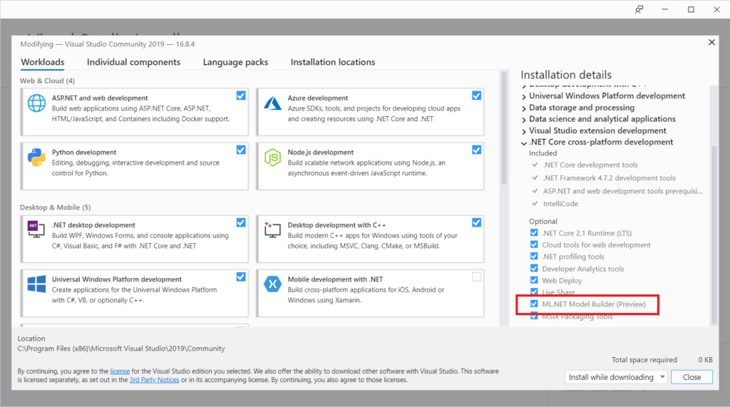 ml.net model builder