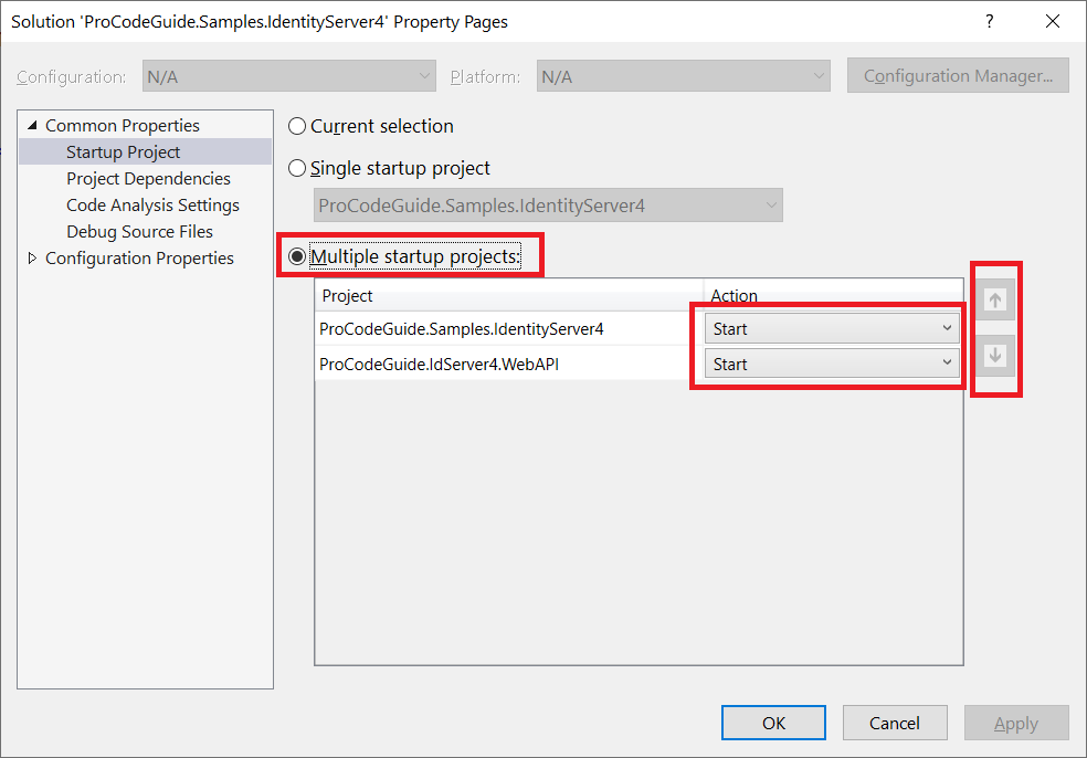 Visual Studio - Set Startup Projects