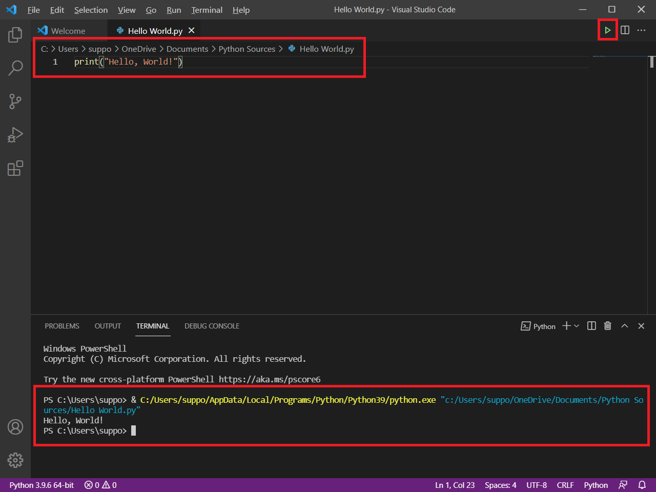 how to run python in visual studio code