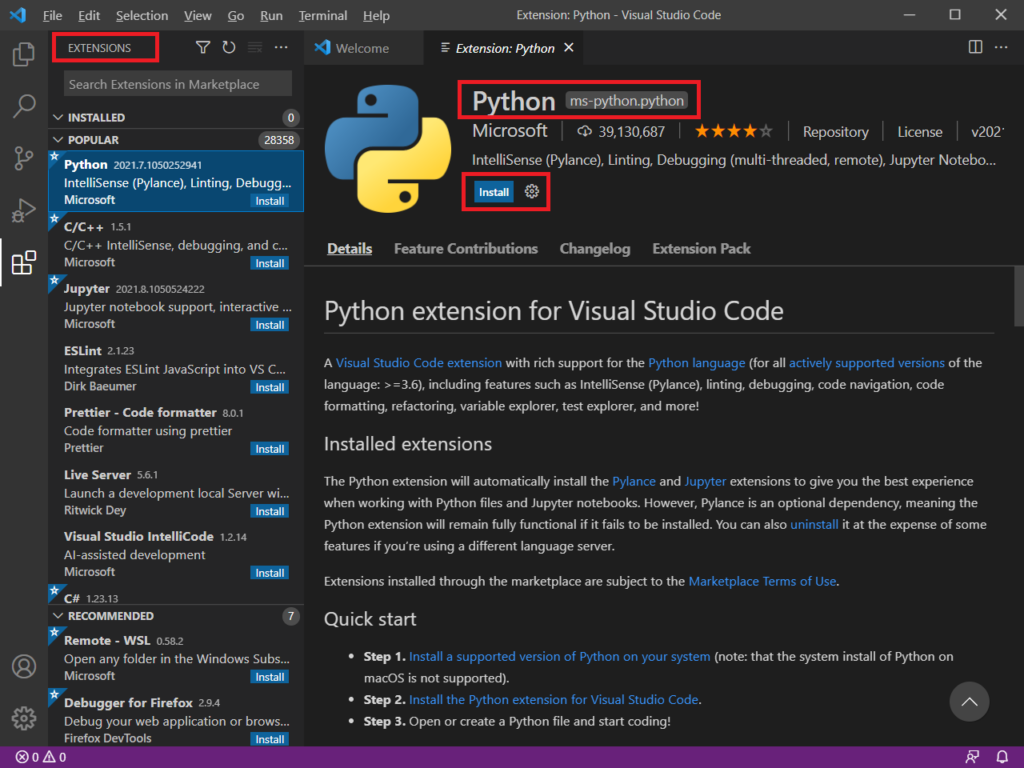 visual studio code python extension