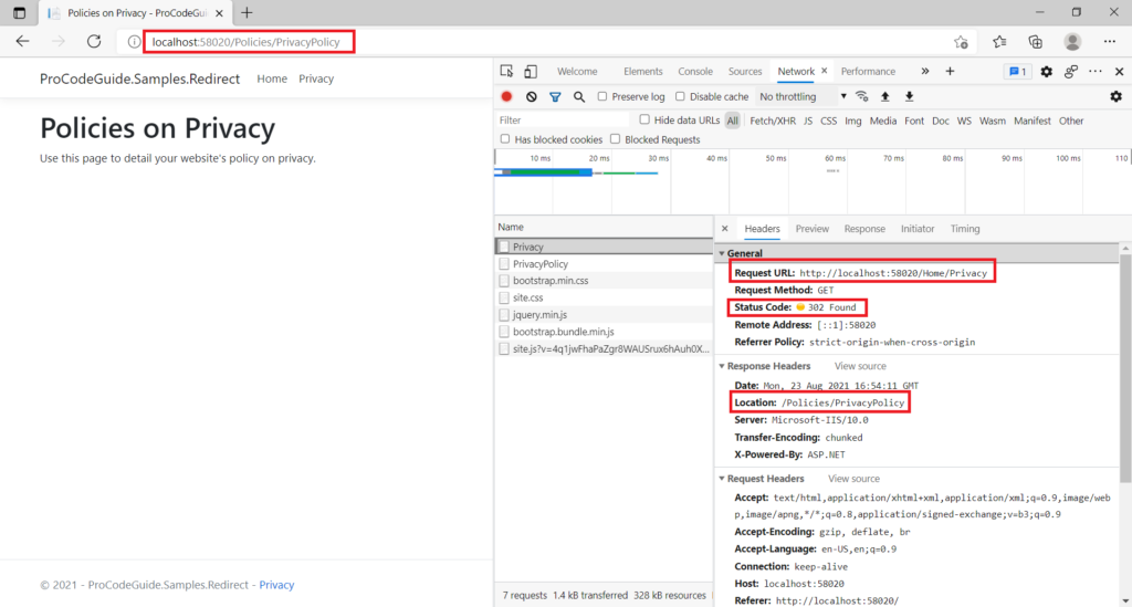 LocalRedirect Method - ASP.NET Core