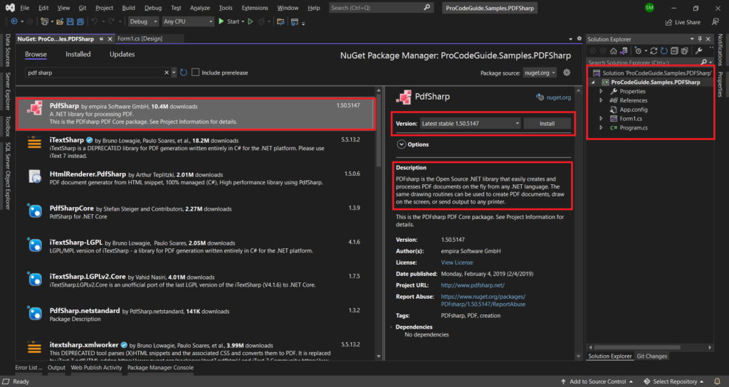 PDFSharp NuGet Package