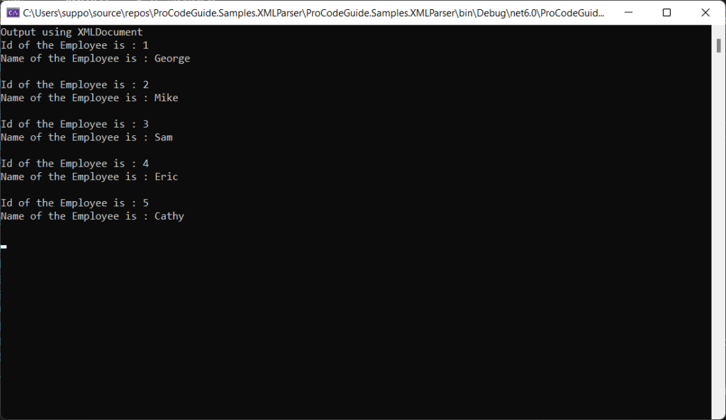 Open & read xml file using XMLDocument