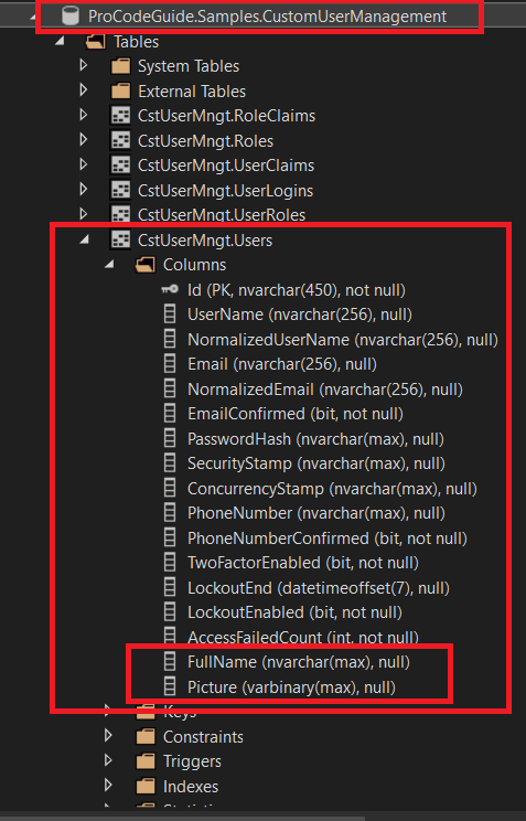 Custom Fields in Identity User Table